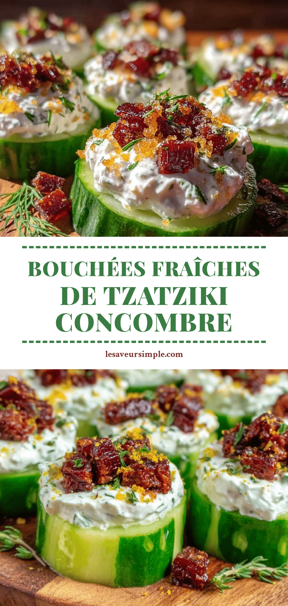 bouchées de tzatziki concombre au feta tomate séchée recipe