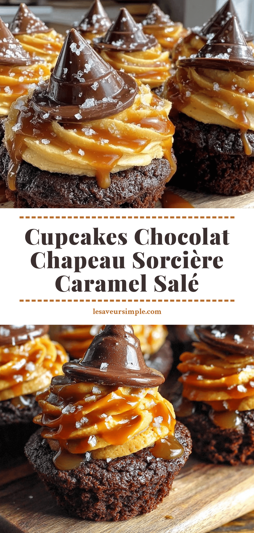 cupcakes chocolat chapeau sorcière caramel salé recipe