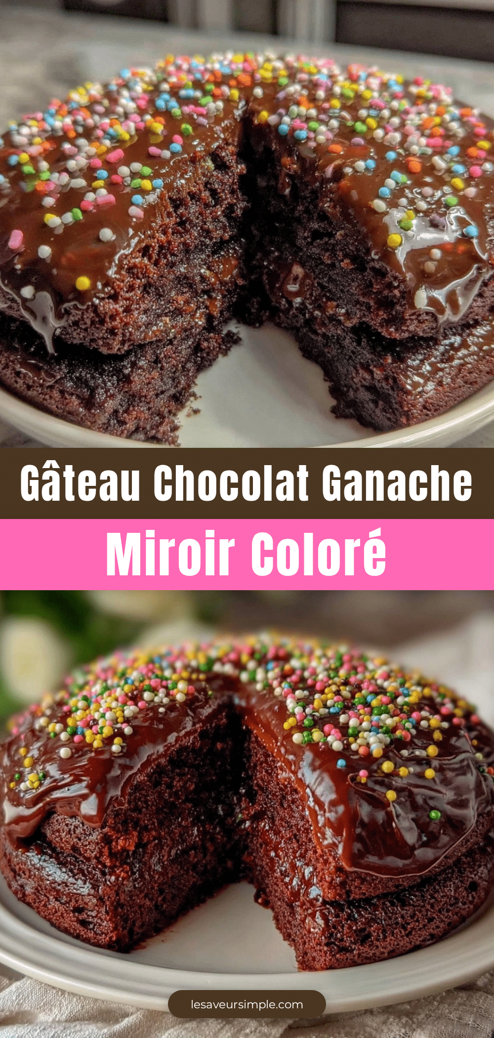 gâteau anniversaire chocolat ganache miroir coloré recipe
