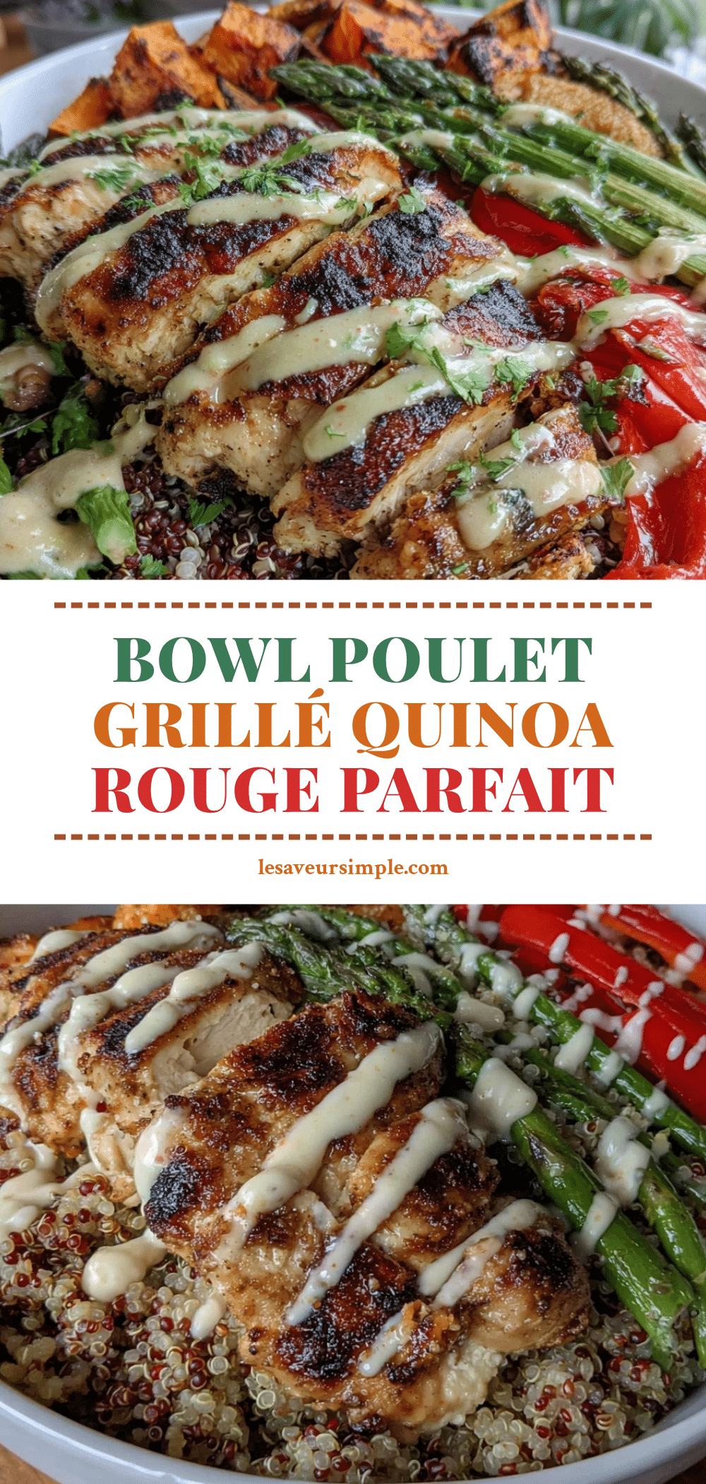 healthy bowl poulet grillé quinoa rouge recipe