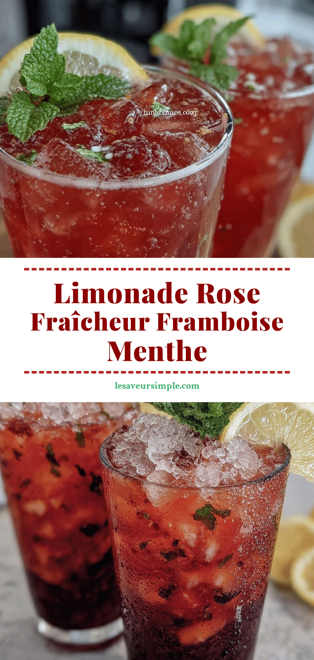 limonade rose à la framboise et menthe fraîche recipe