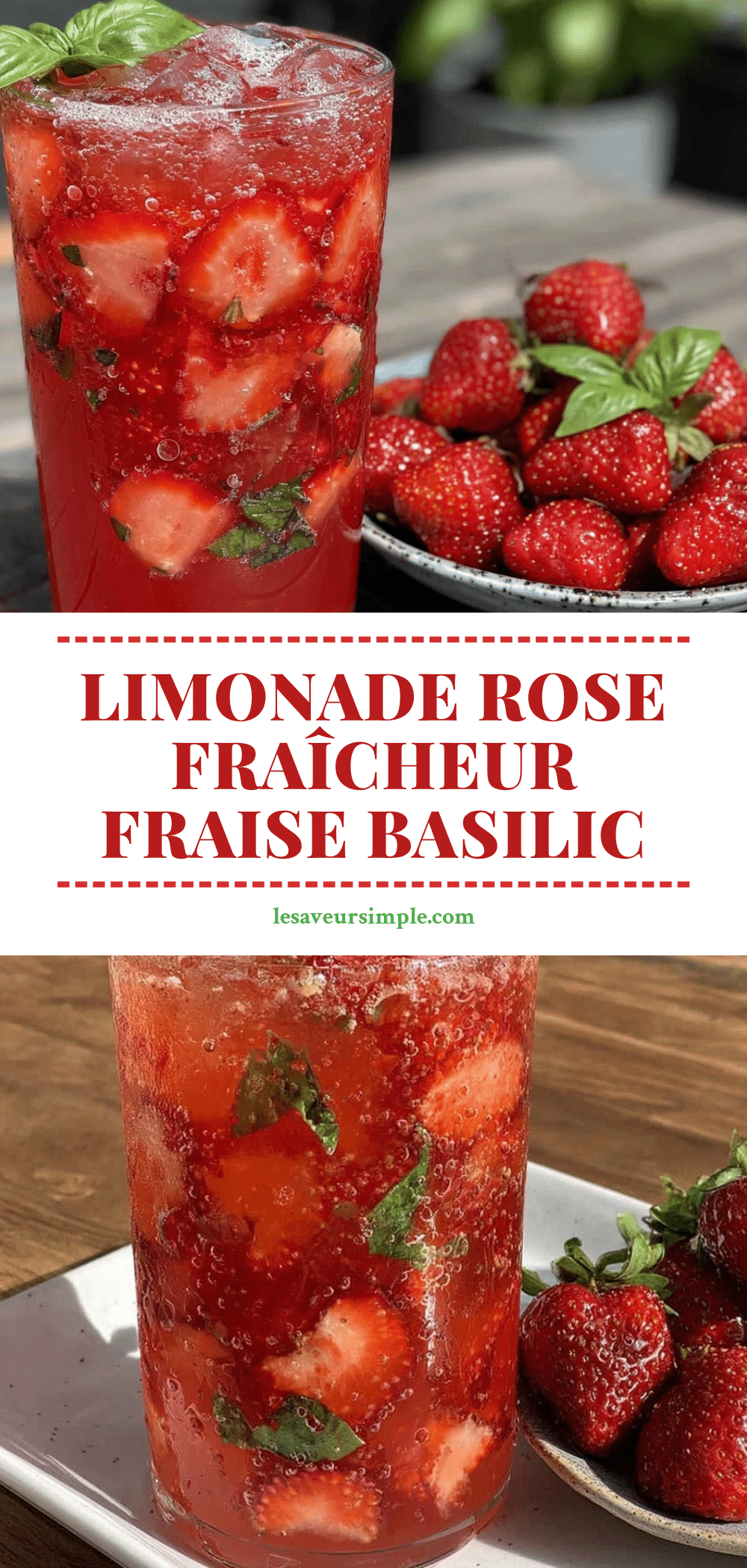 limonade rose maison fraise basilic recipe