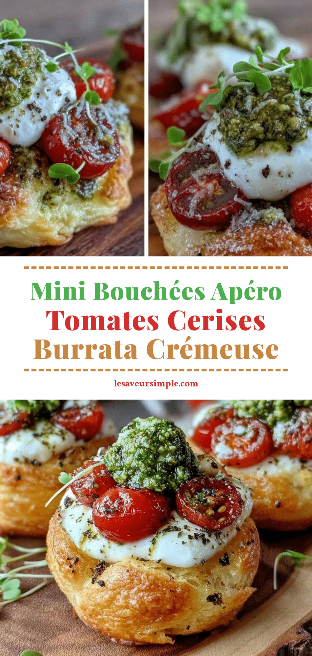 mini bouchées apéro tomates cerises burrata pesto maison recipe