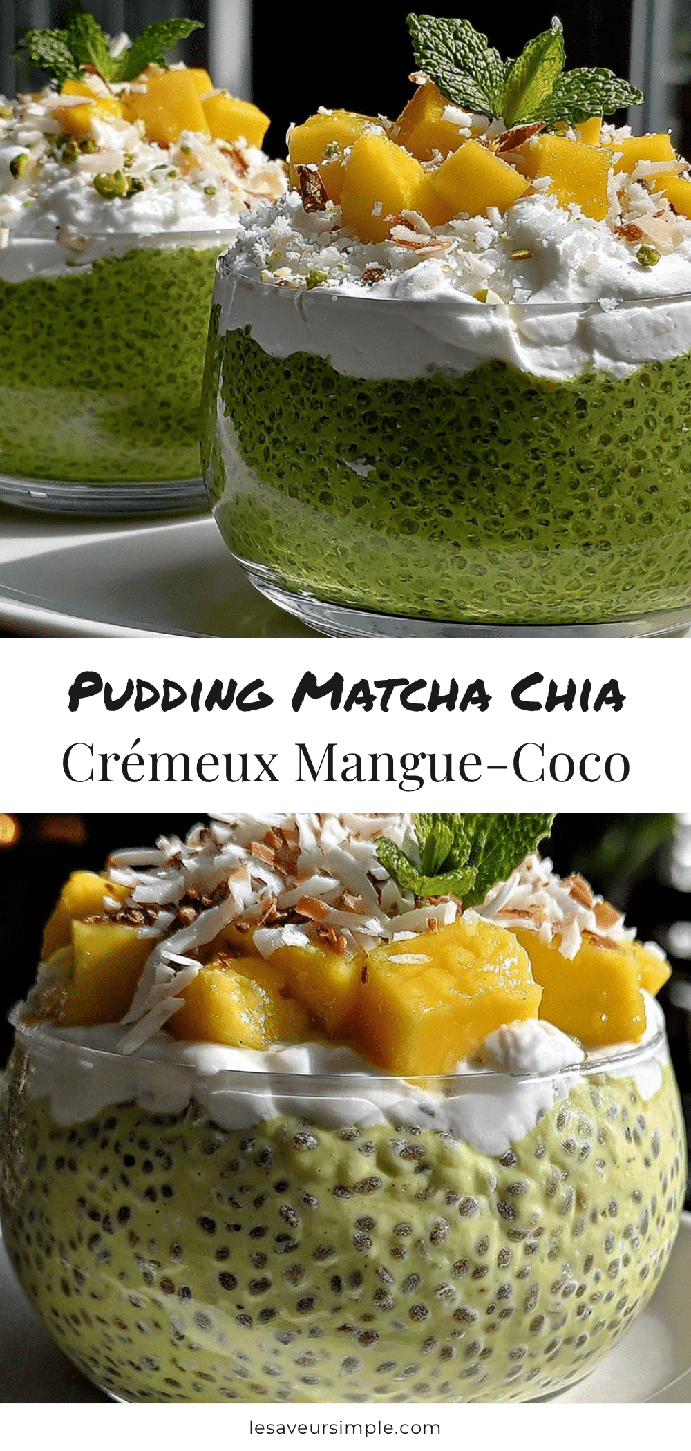 pudding matcha chia mangue-coco recipe