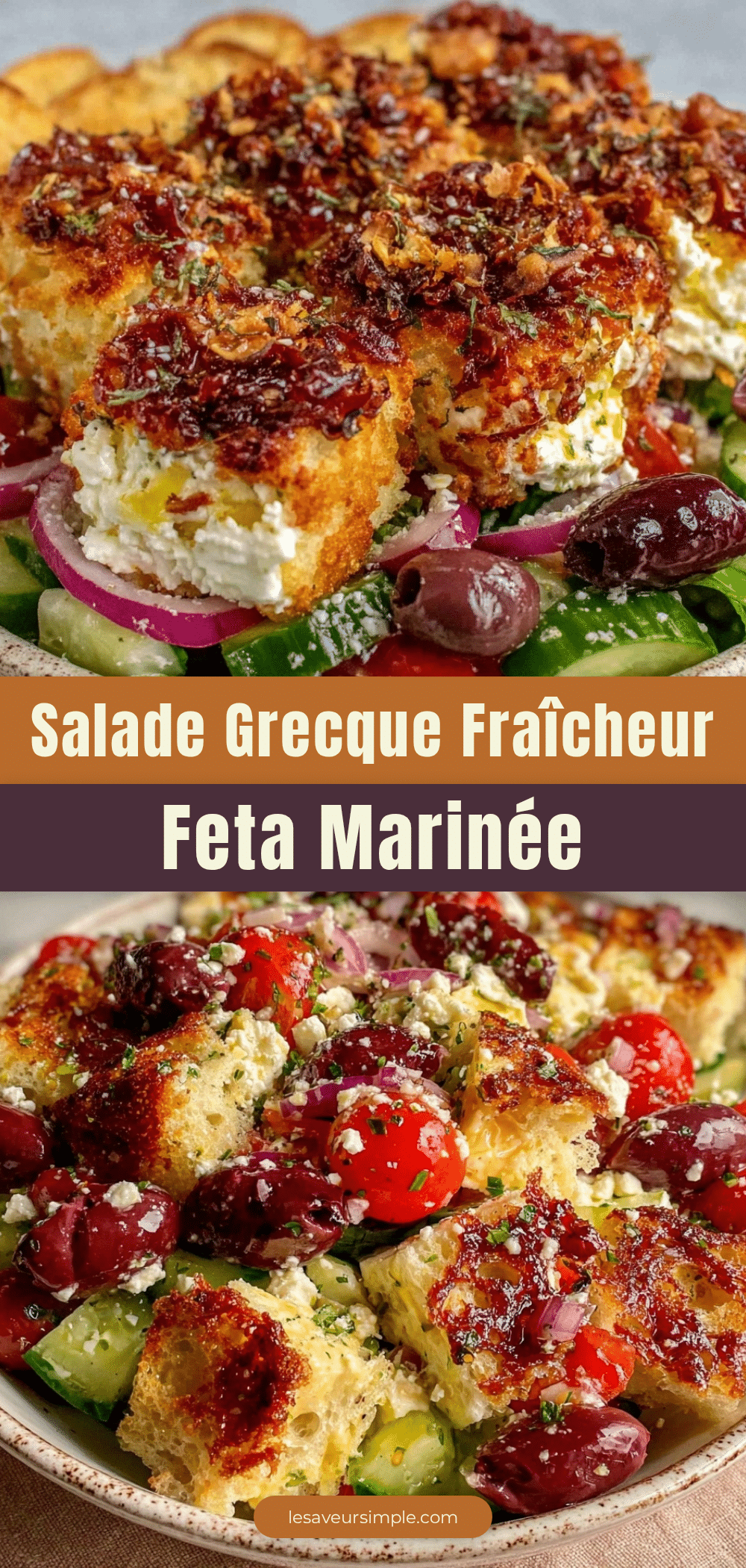 salade grecque complète au feta mariné recipe