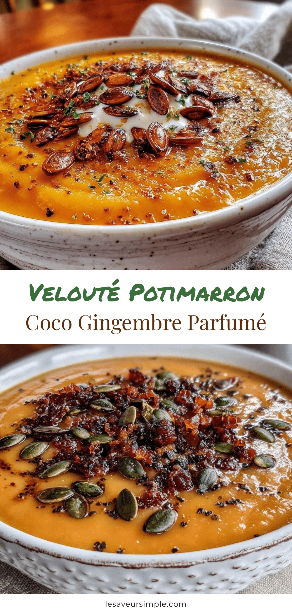soupe veloutée potimarron lait de coco gingembre recipe