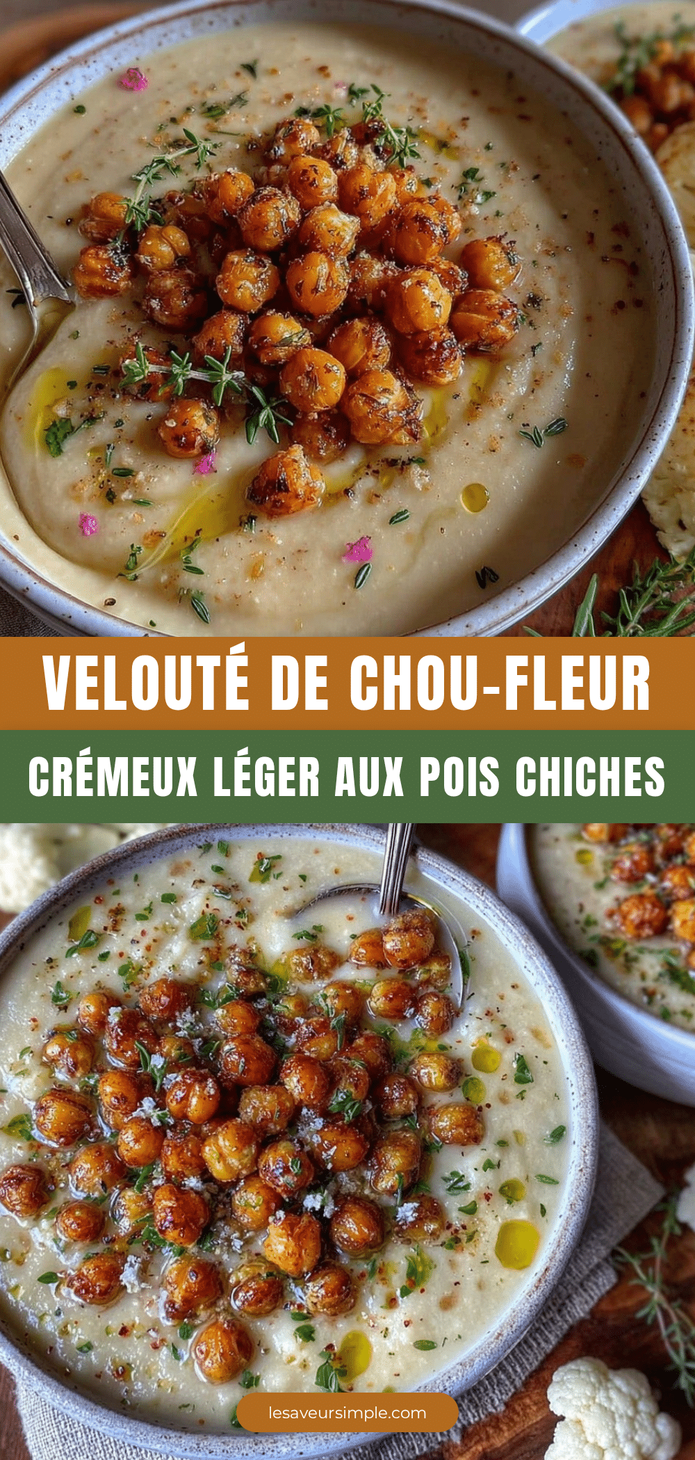velouté de chou-fleur aux pois chiches croustillants recipe