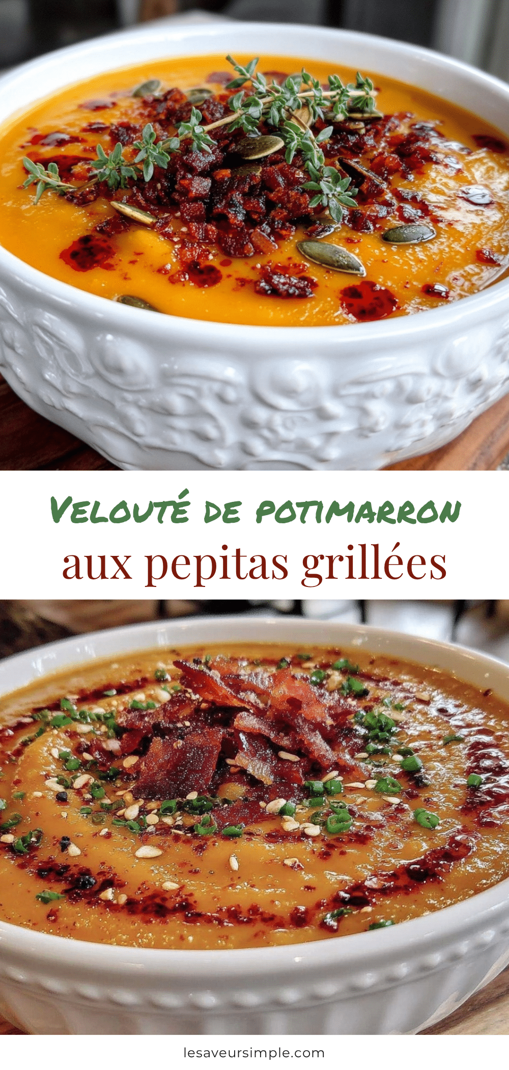 velouté de potimarron aux pepitas grillées recipe