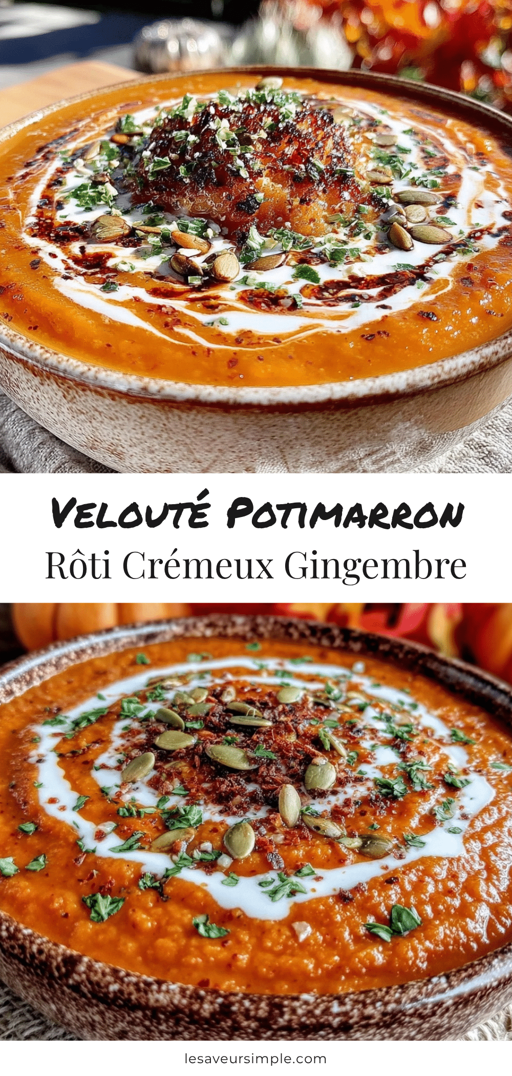 velouté de potimarron rôti au gingembre recipe