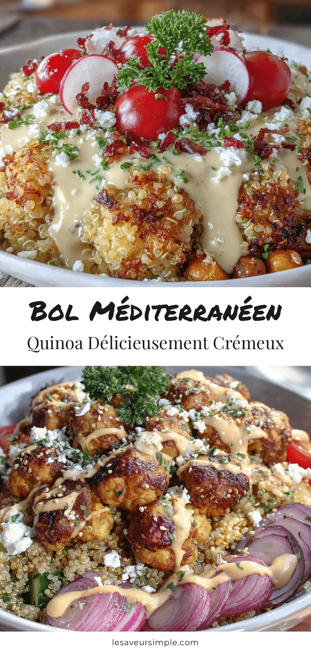 bol méditerranéen quinoa crémeux recipe