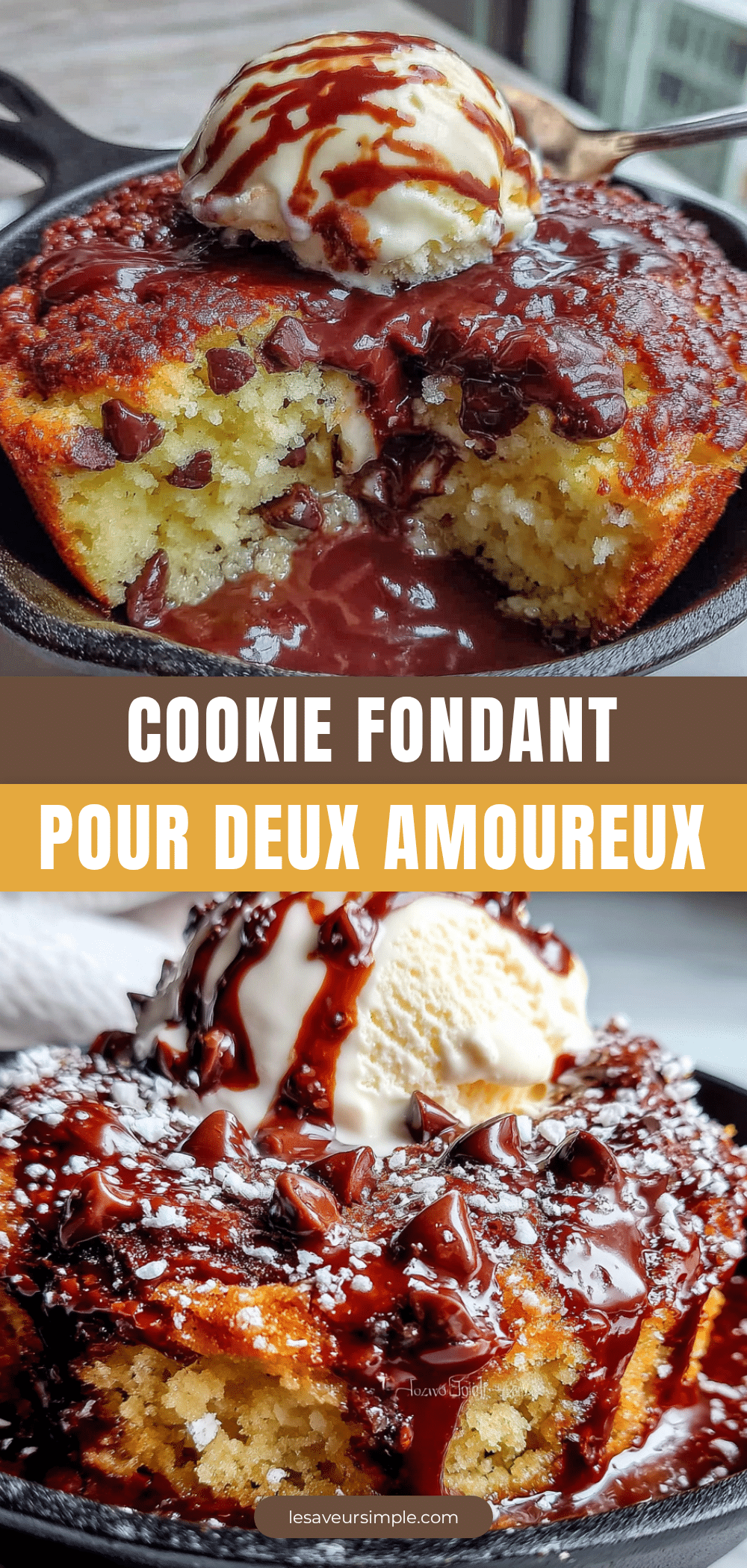 cookie fondant aux pépites de chocolat pour deux recipe