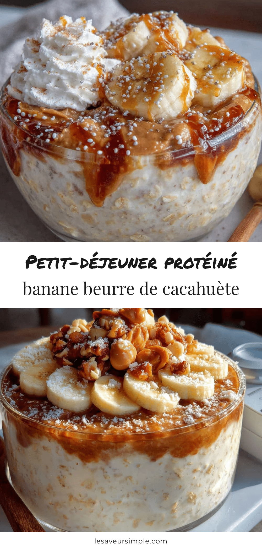 flocons d’avoine protéinés à la banane et au beurre de cacahuète recipe