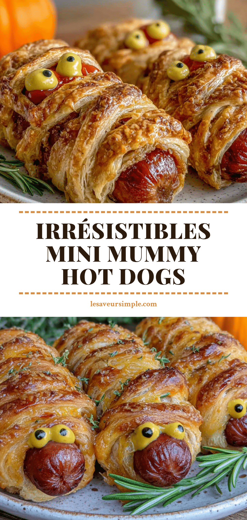 mini hot-dogs momies halloween recipe