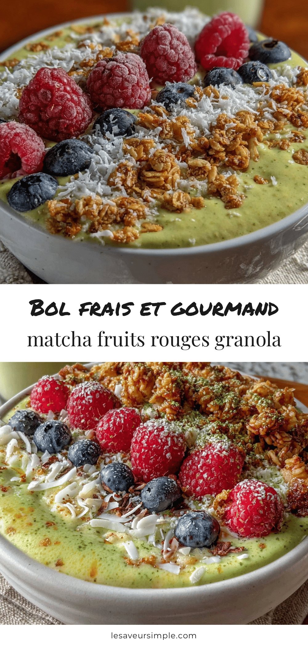 bol matcha fruits rouges granola recipe