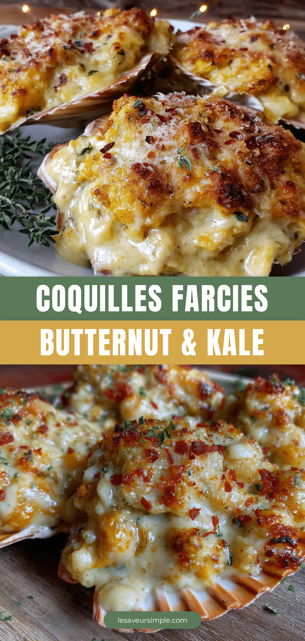coquilles farcies butternut et chou kale recipe