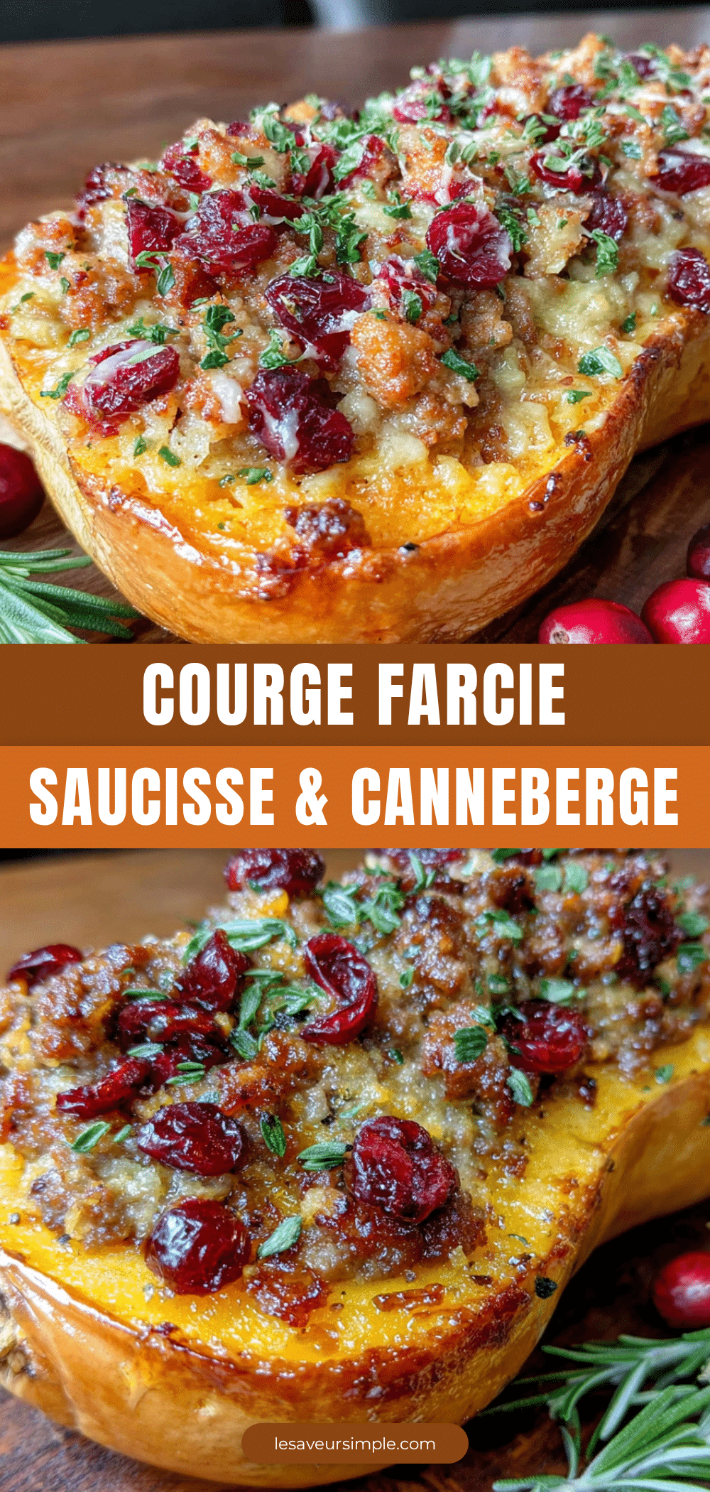courge farcie saucisse et canneberge recipe