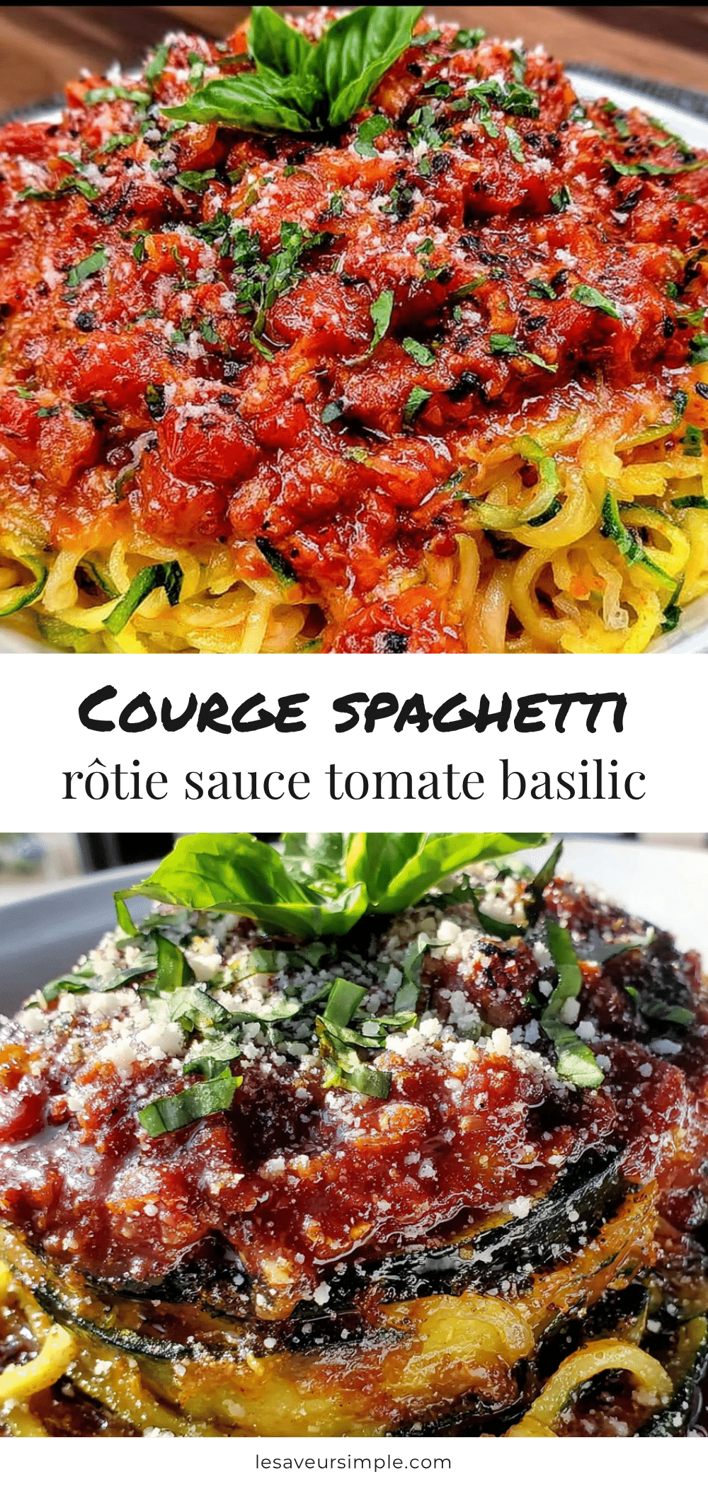 courge spaghetti rôtie sauce tomate basilic recipe