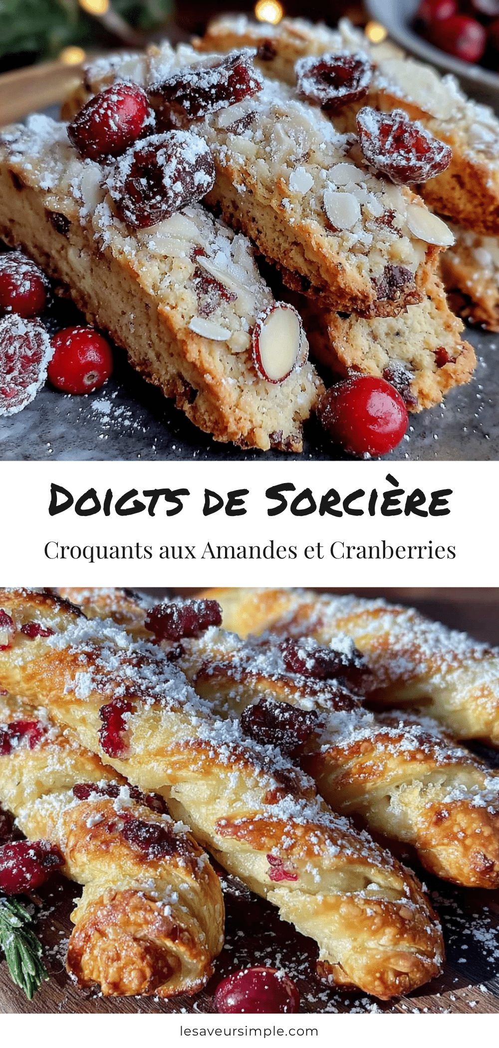 doigts de sorcière aux amandes et cranberries recipe