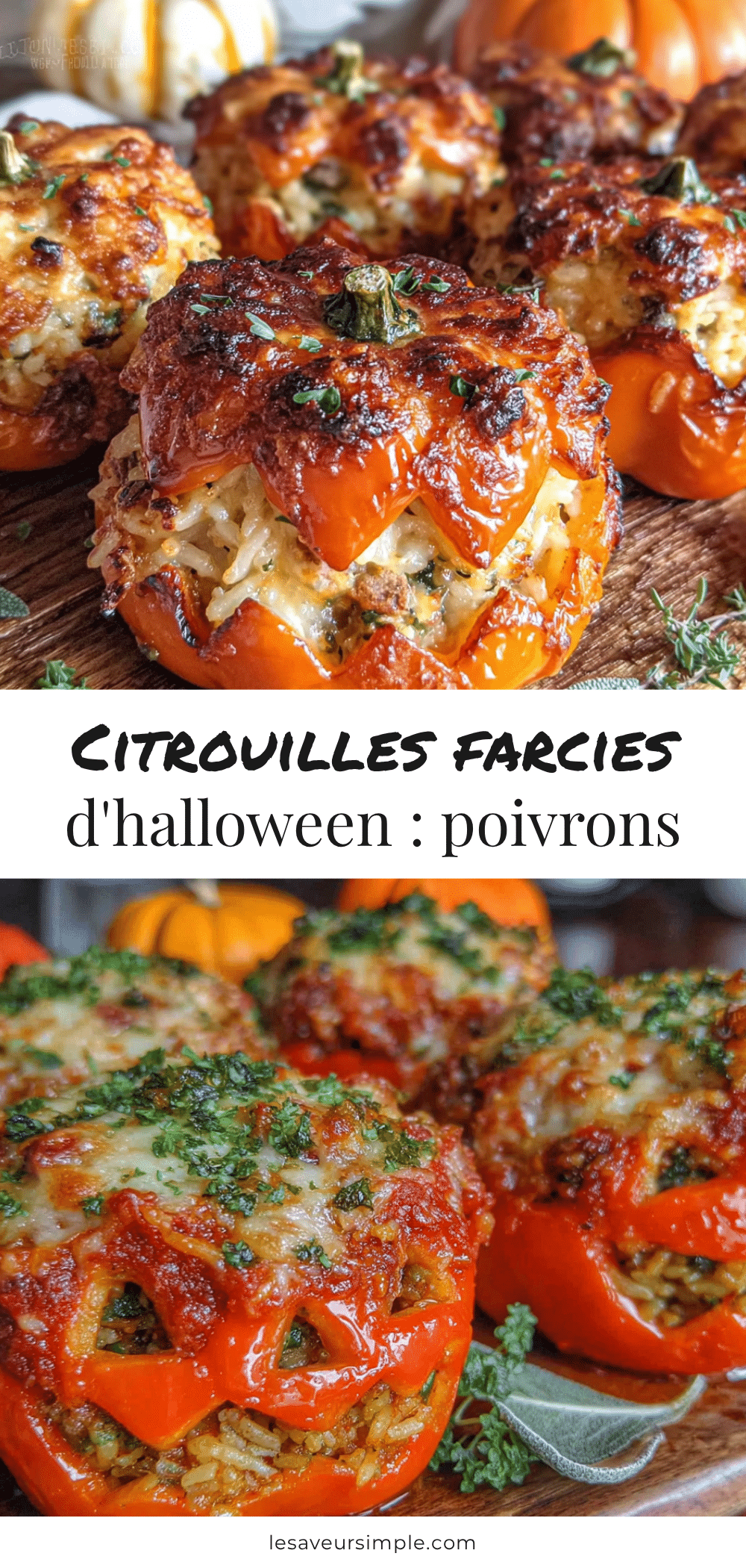 poivrons jack-o-lantern farcis halloween recipe
