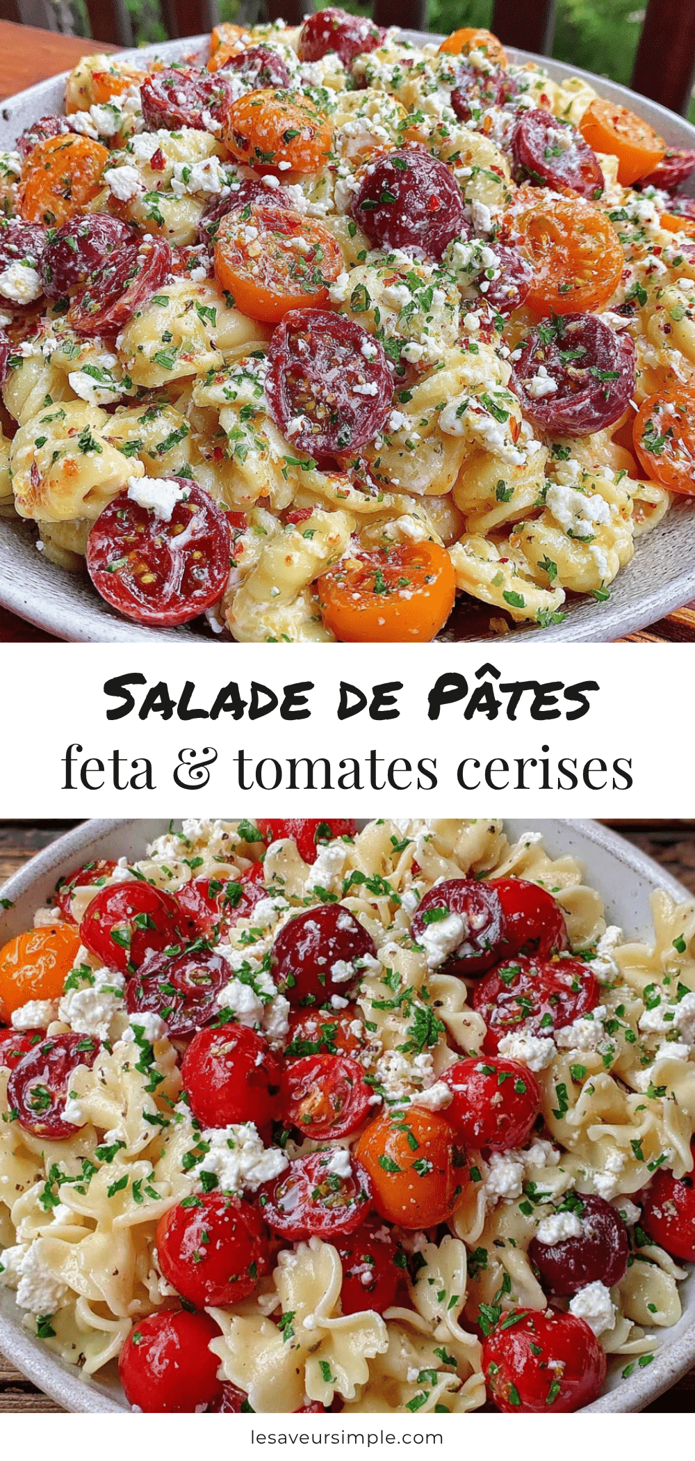 Salade de pâtes estivale à la feta et tomates cerises recipe
