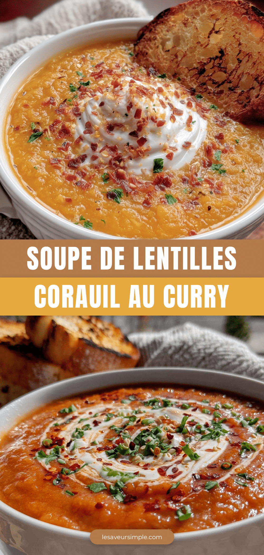 Soupe de lentilles corail au curry recipe