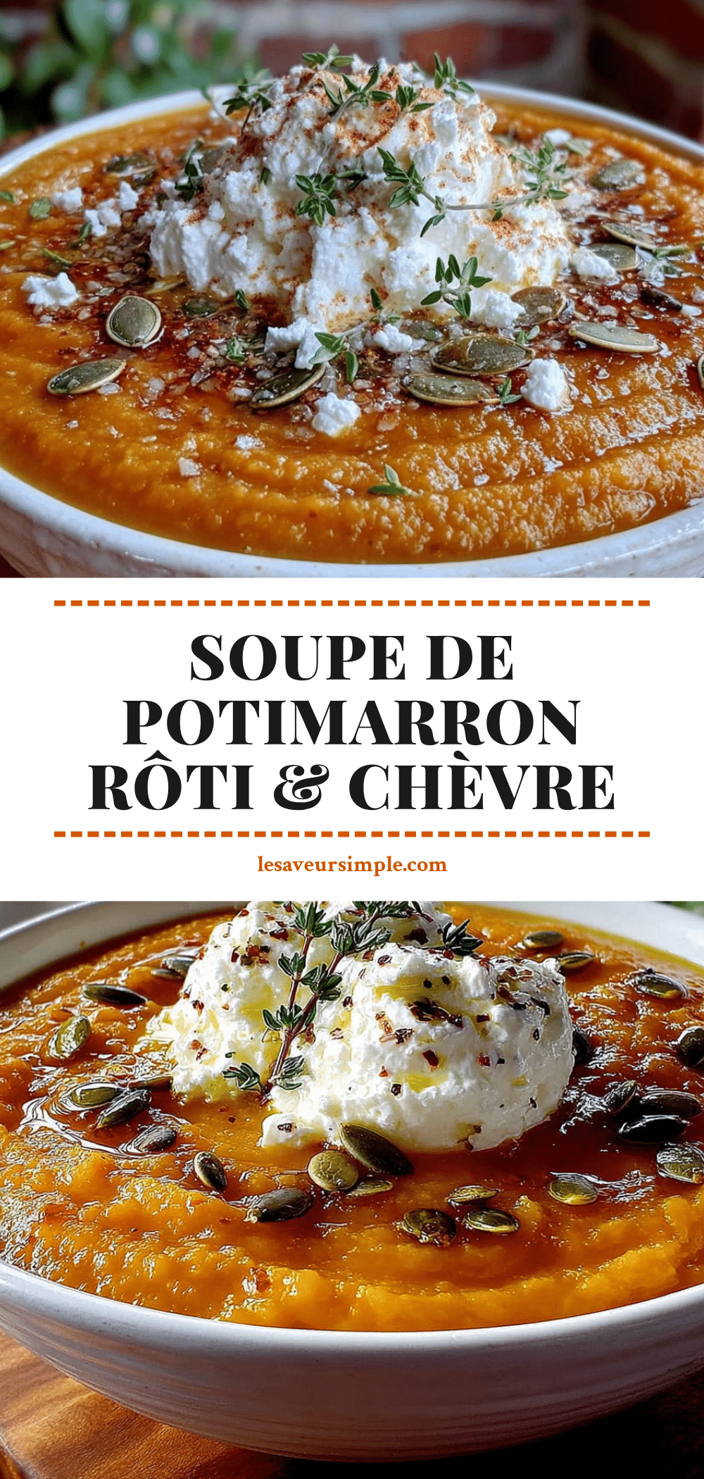 Soupe de potimarron rôti onctueuse et chèvre frais recipe