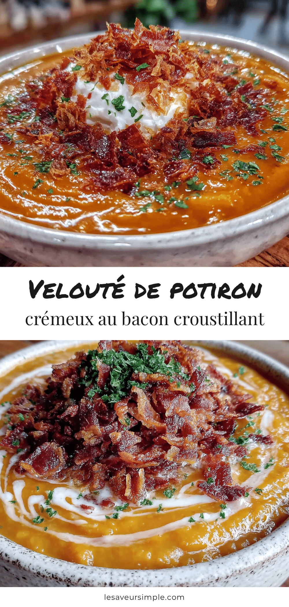 velouté de potiron crémeux au bacon croustillant recipe